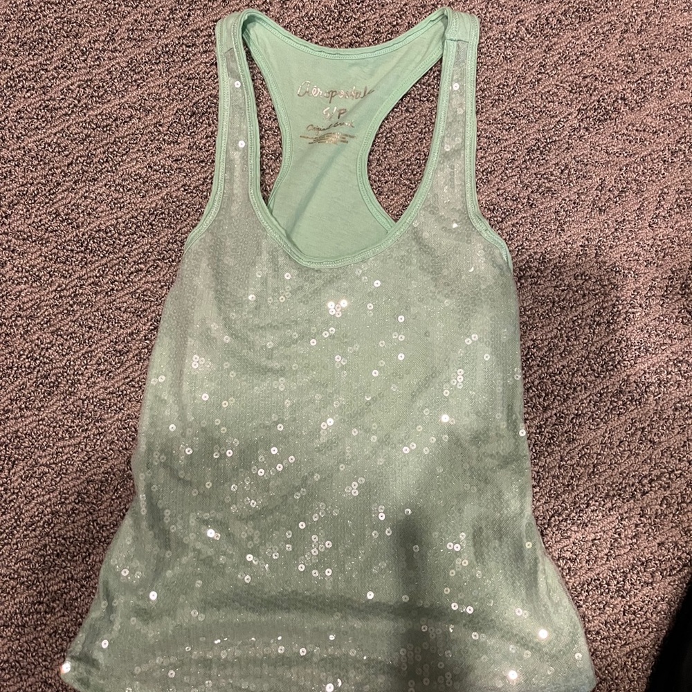 Flashy Mint green blouse with sequence all over